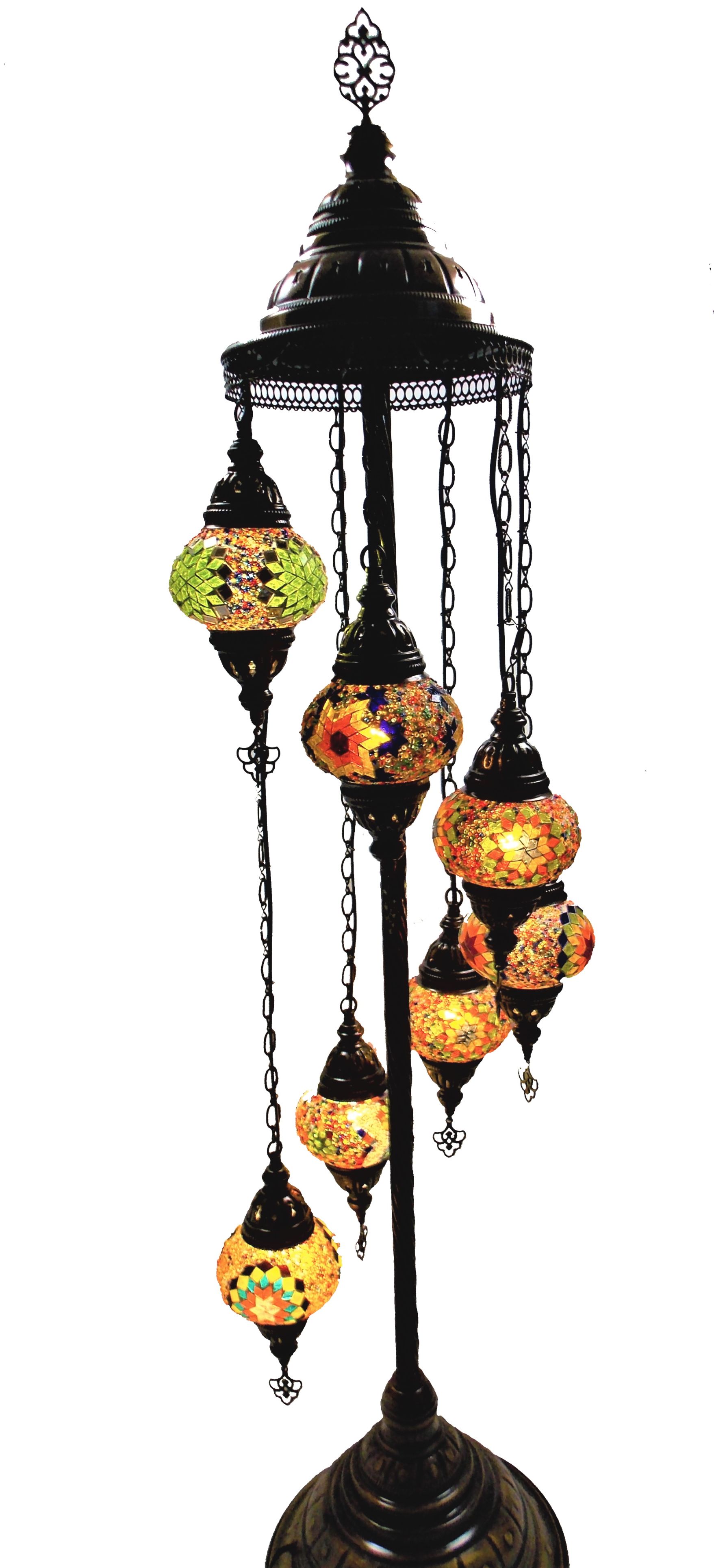 Lampadar cu 7 globuri  din mozaic turcesc