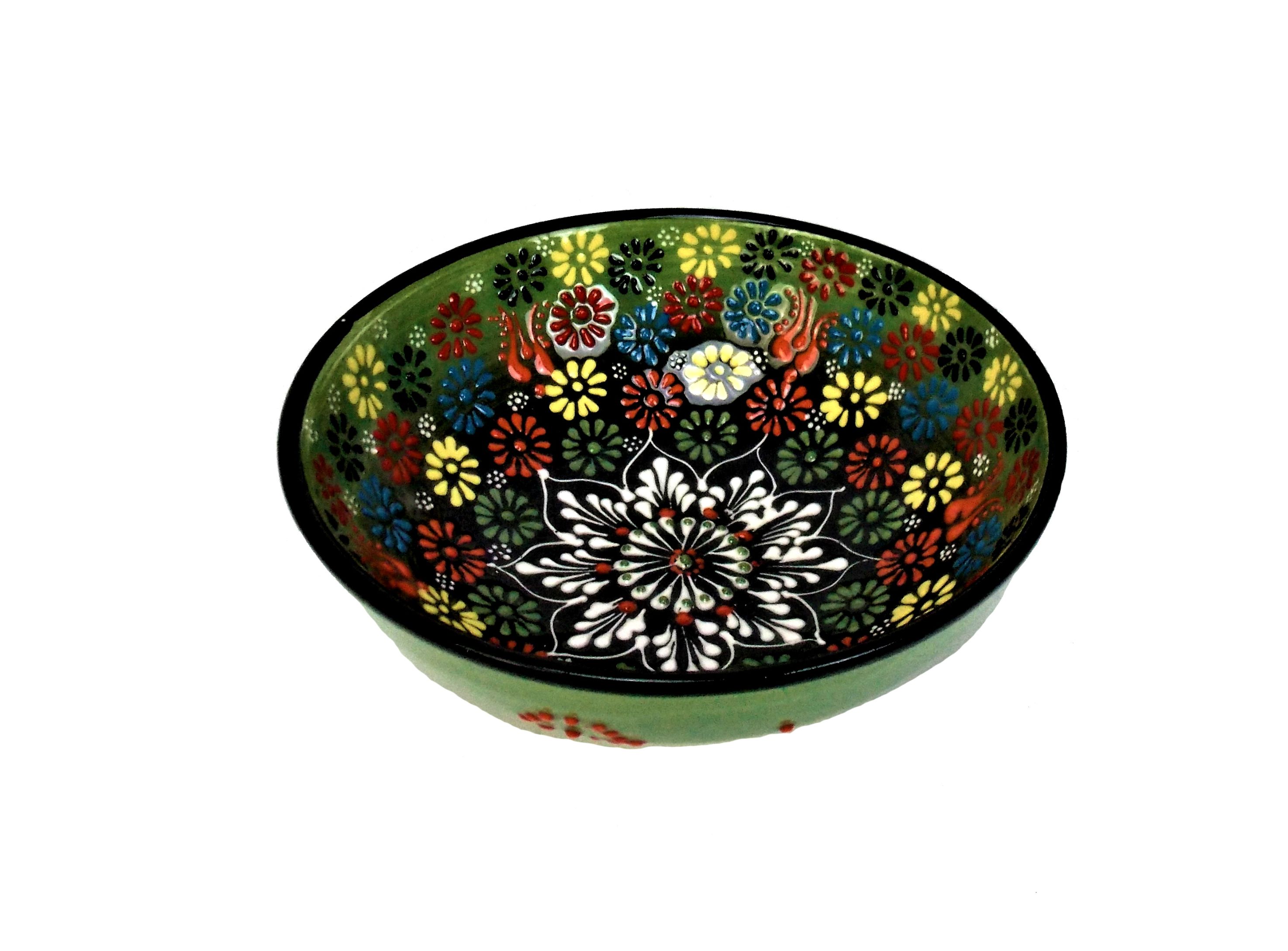 Bol ceramica turceasca handmade - 12 cm diverse culori