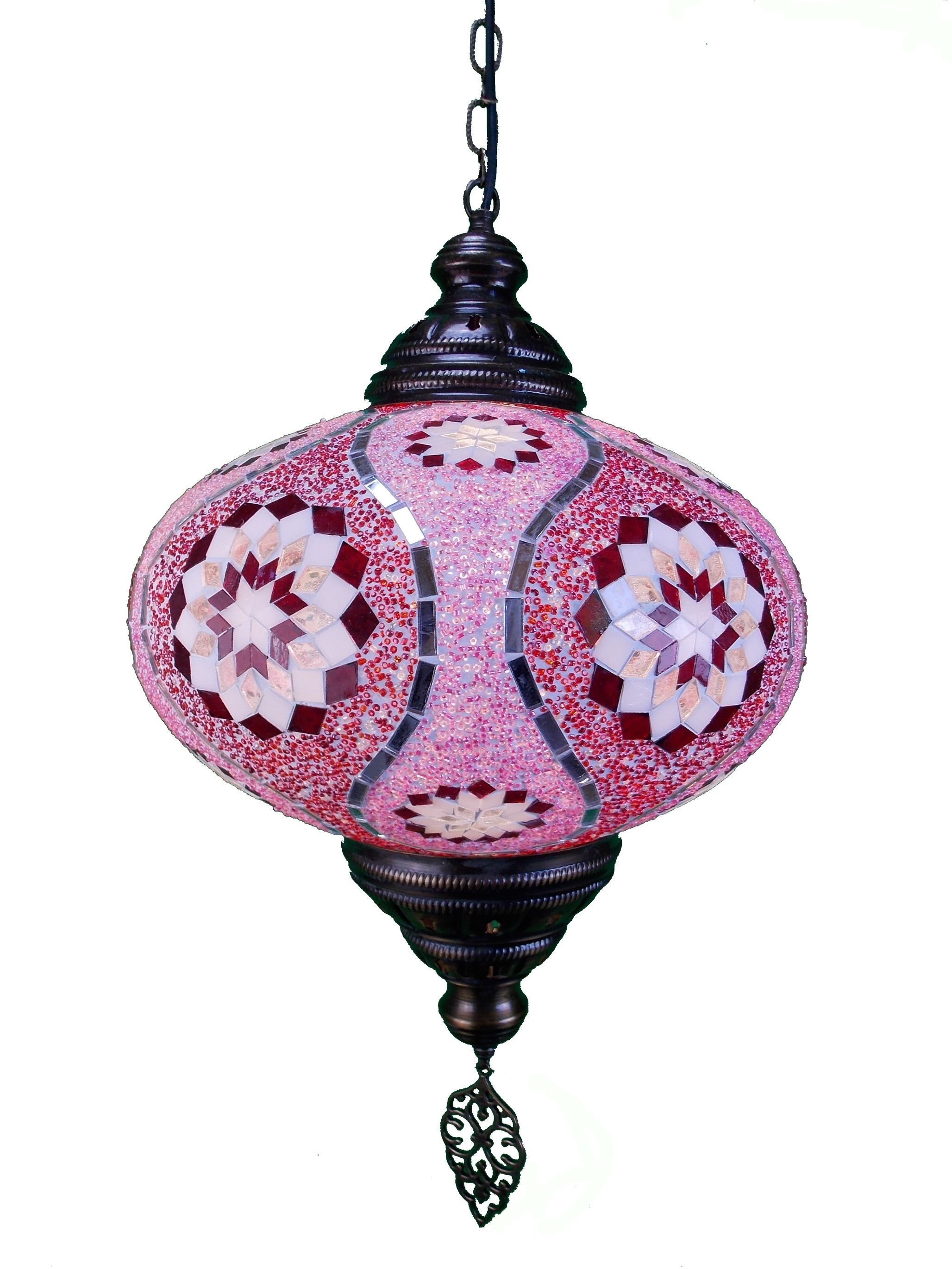 Lustra din Turcia  cu glob de sticla mozaic si lant de metal, lant  73 cm, glob 35 cm