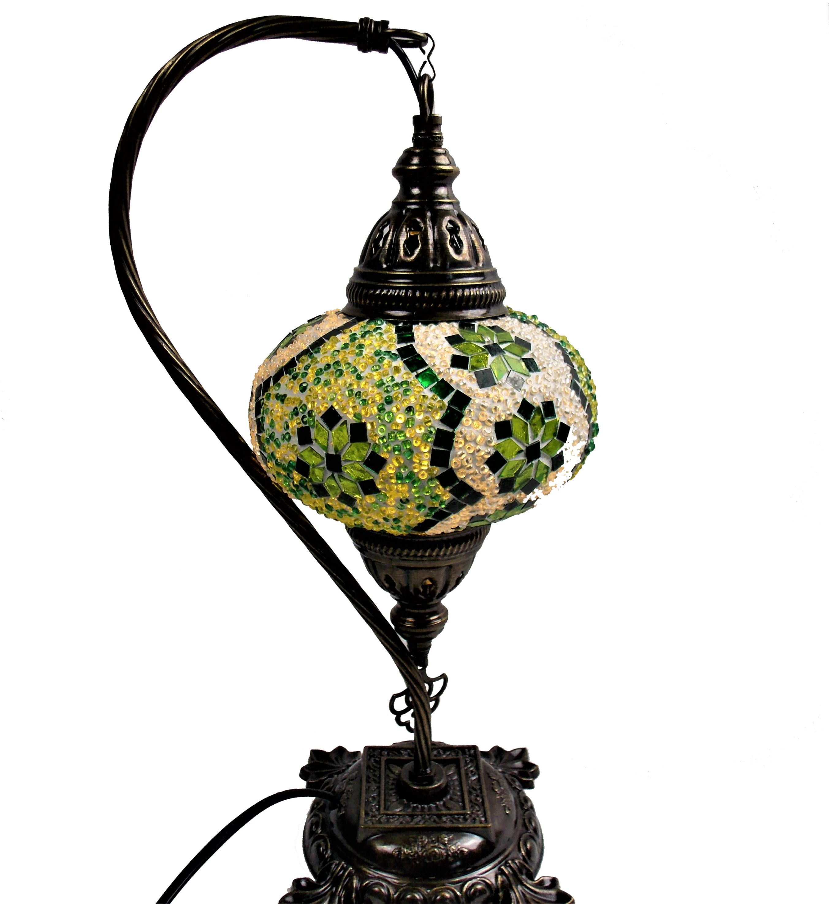 Lampa din sticla mozaic din Turcia -suport de metal 41 cm ,glob 16cm