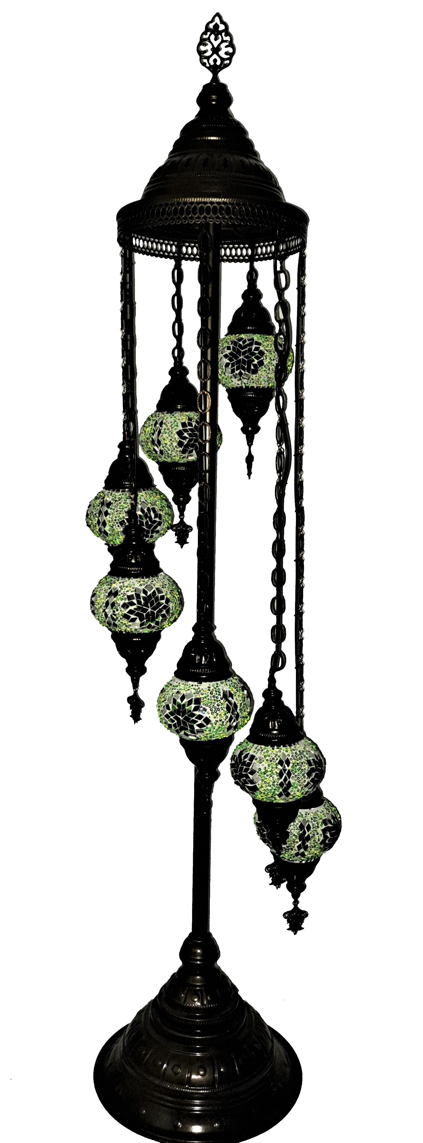 Lampadar cu 7 globuri din mozaic turcesc