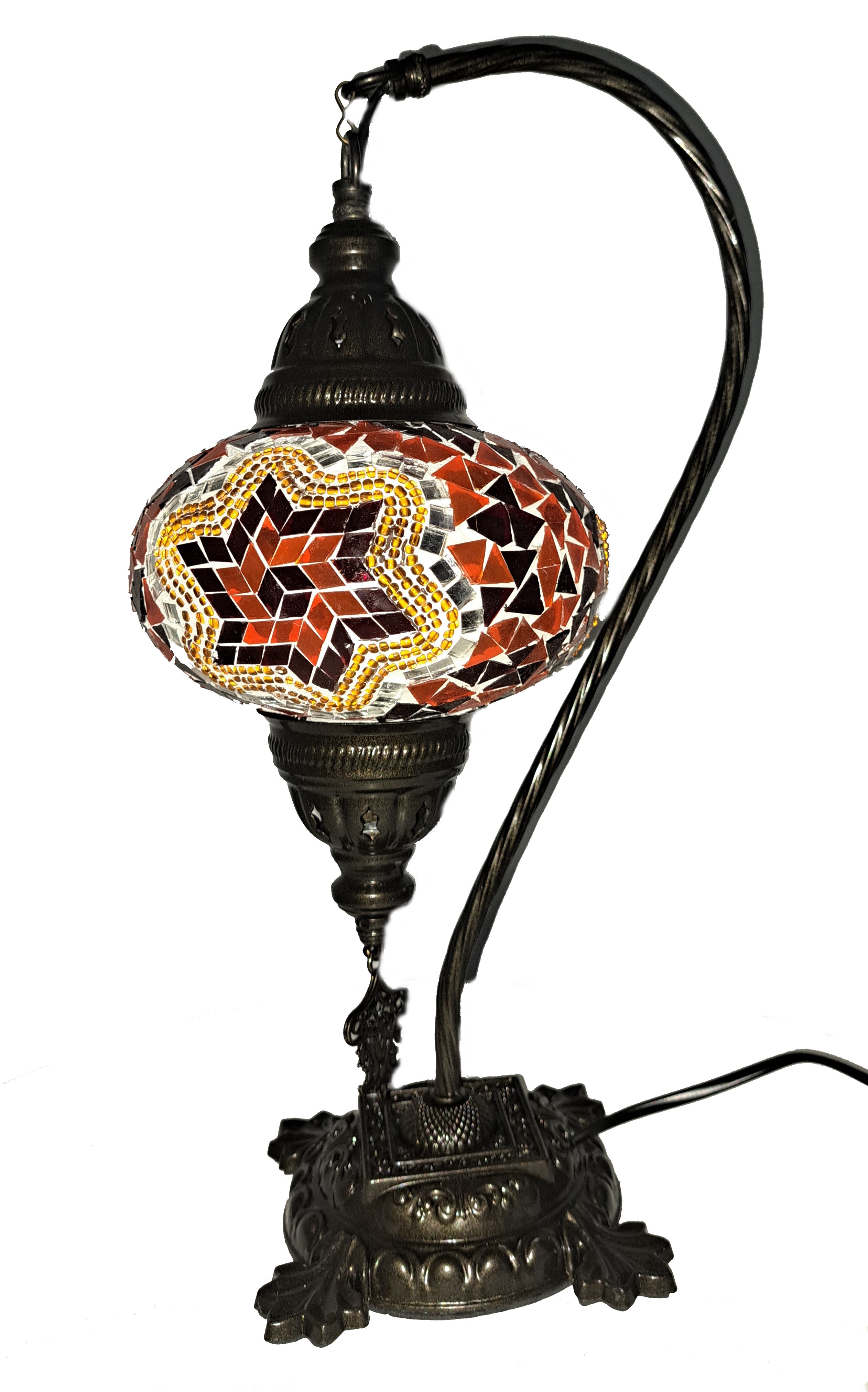 Lampa mozaic- turceasca, handmade, cu glob din sticla mozaic si suport de metal